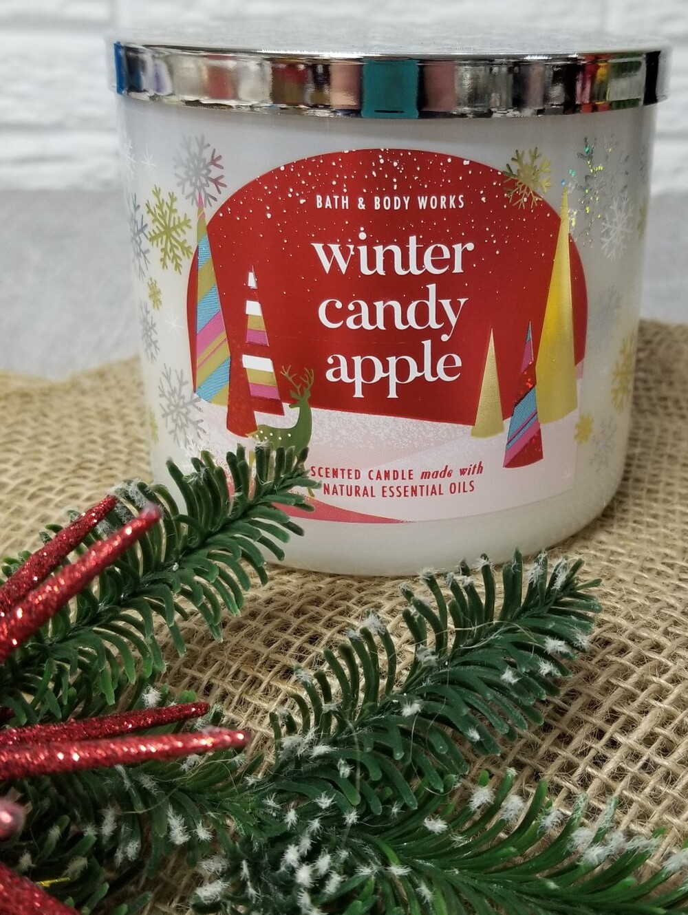 BBW Winter Candy Apple 3 Wick Candle
